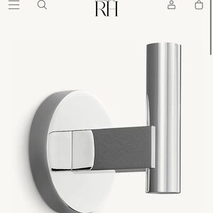 RH Fulham Single Hook in polished nickel (includes 2)